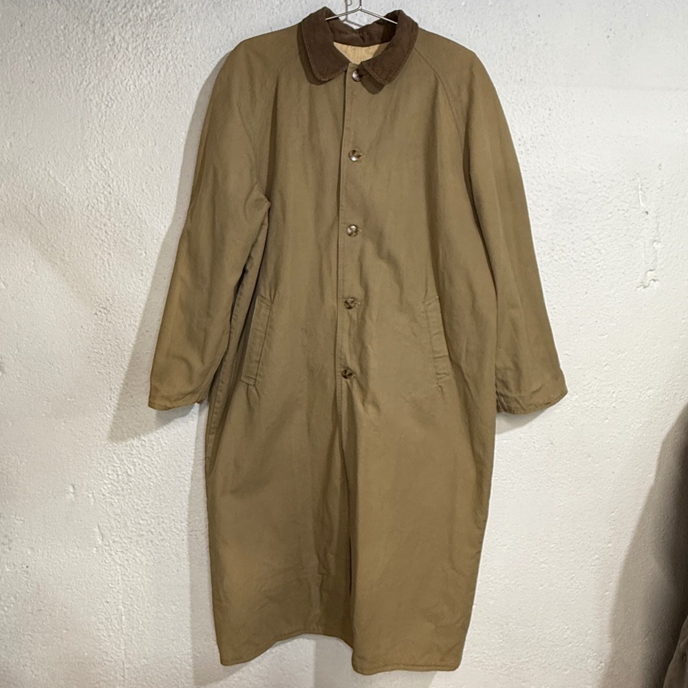 Vintage Brandon Thomas Trench Coat Mens M Tan Reversible Canvas Chore Jacket 90s
